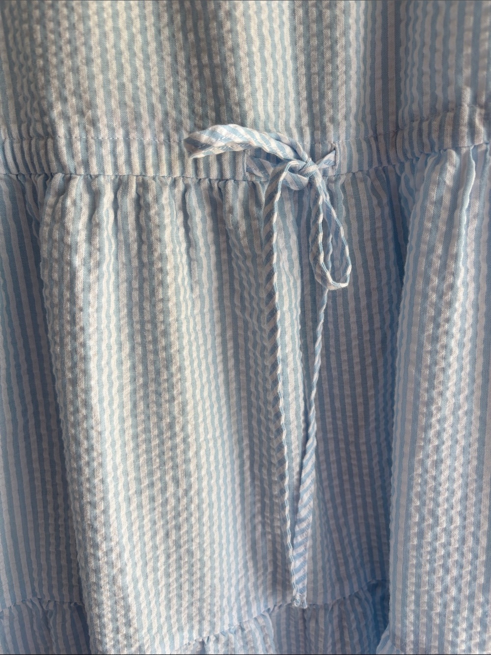 Time & Tru Light Blue Seersucker Tiered Dress - Picture 8 of 10